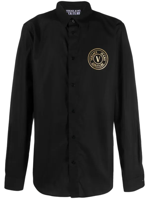 Versace Jeans Couture Logo print Cotton Shirt Men Cotton 44 Black