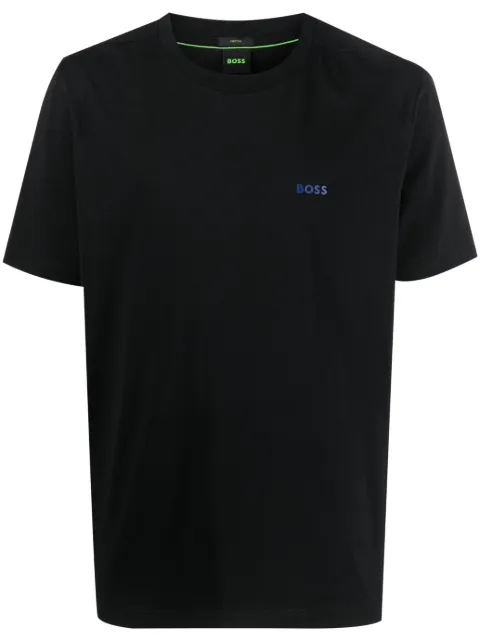 BOSS logo-print tape-detailing T-shirt