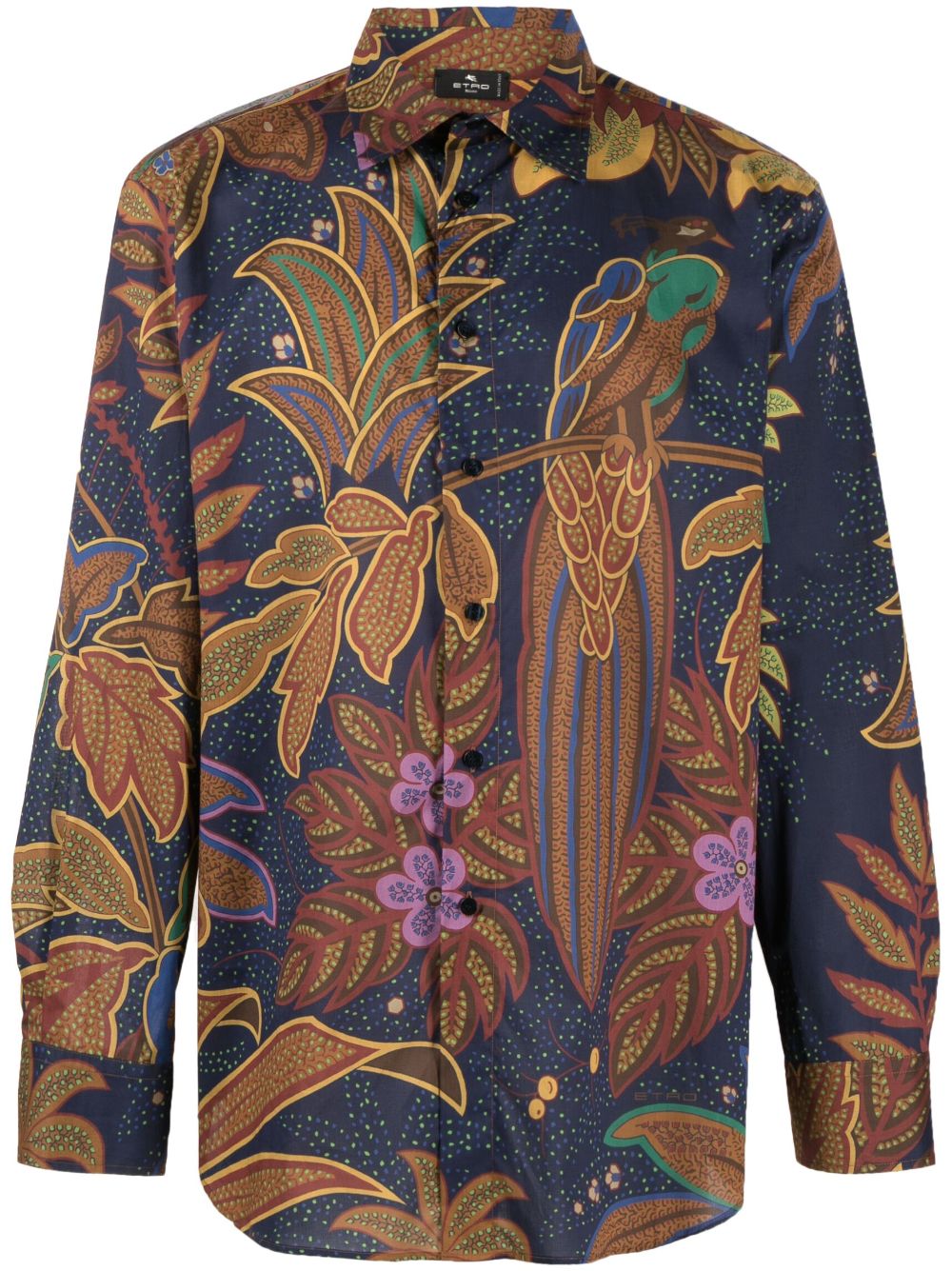 ETRO botanical-print cotton shirt - Blue