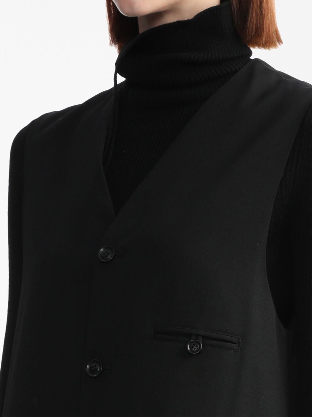 Shop Y's Sleeveless Buttoned Single-breasted Coat In Black