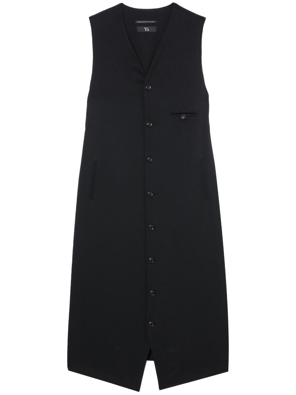 Y's Sleeveless Buttoned Single-breasted Coat In Black