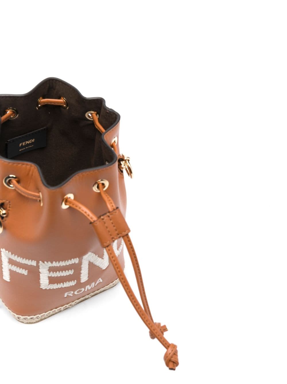 Shop Fendi Small Mon Tresor Leather Bucket Bag In Brown