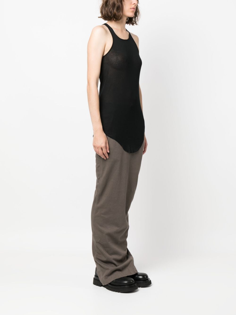 Shop Rick Owens Round-neck Cotton Tank Top In Black