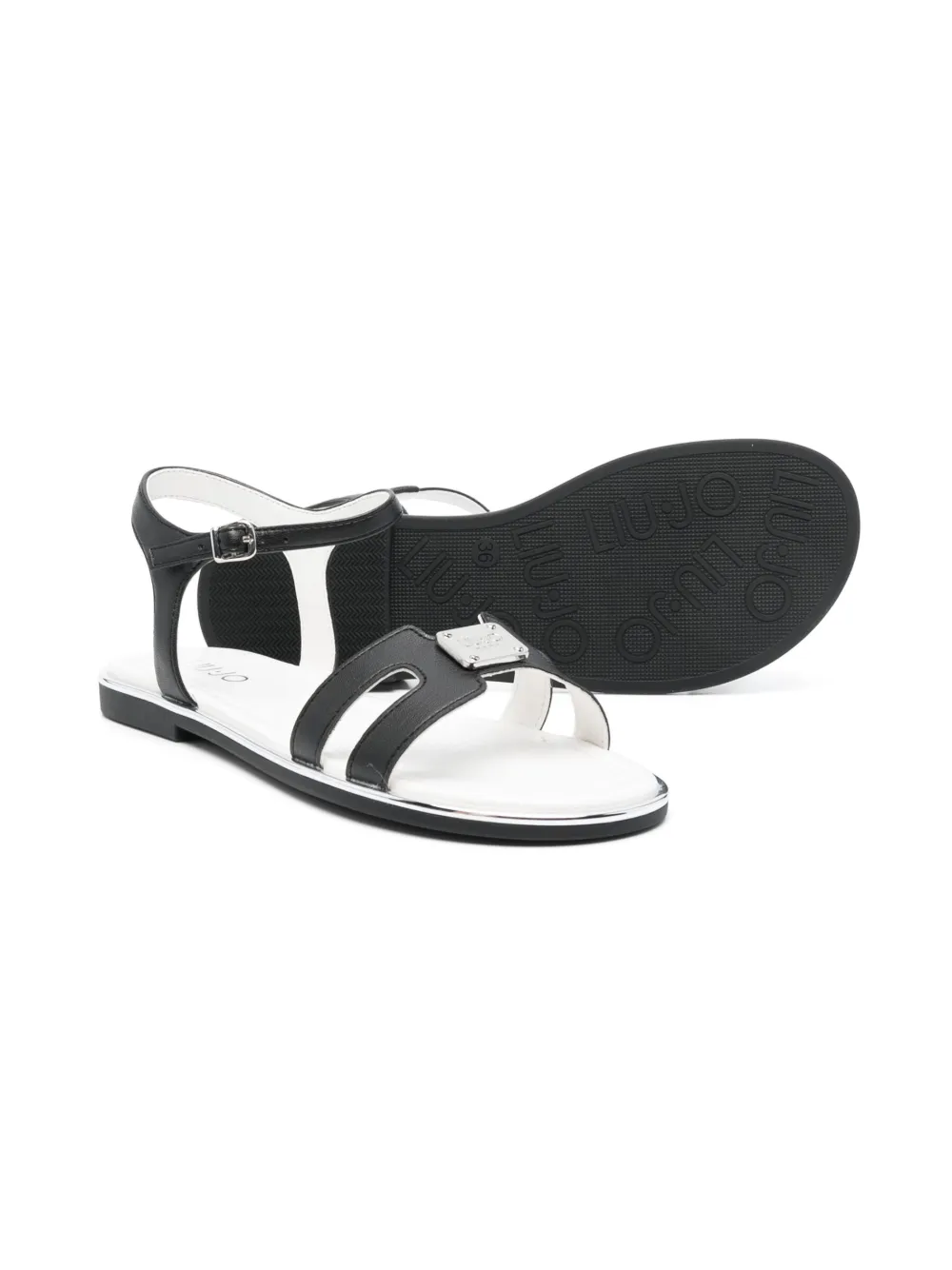 Liu Jo Kids Sandalen met logoplakkaat - Zwart