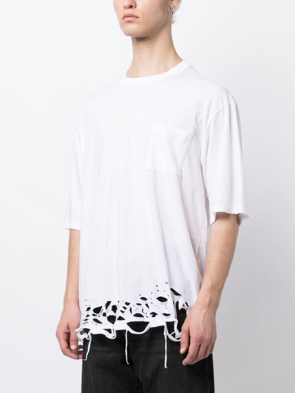 Shop Undercover Ripped-detailing Cotton T-shirt In White