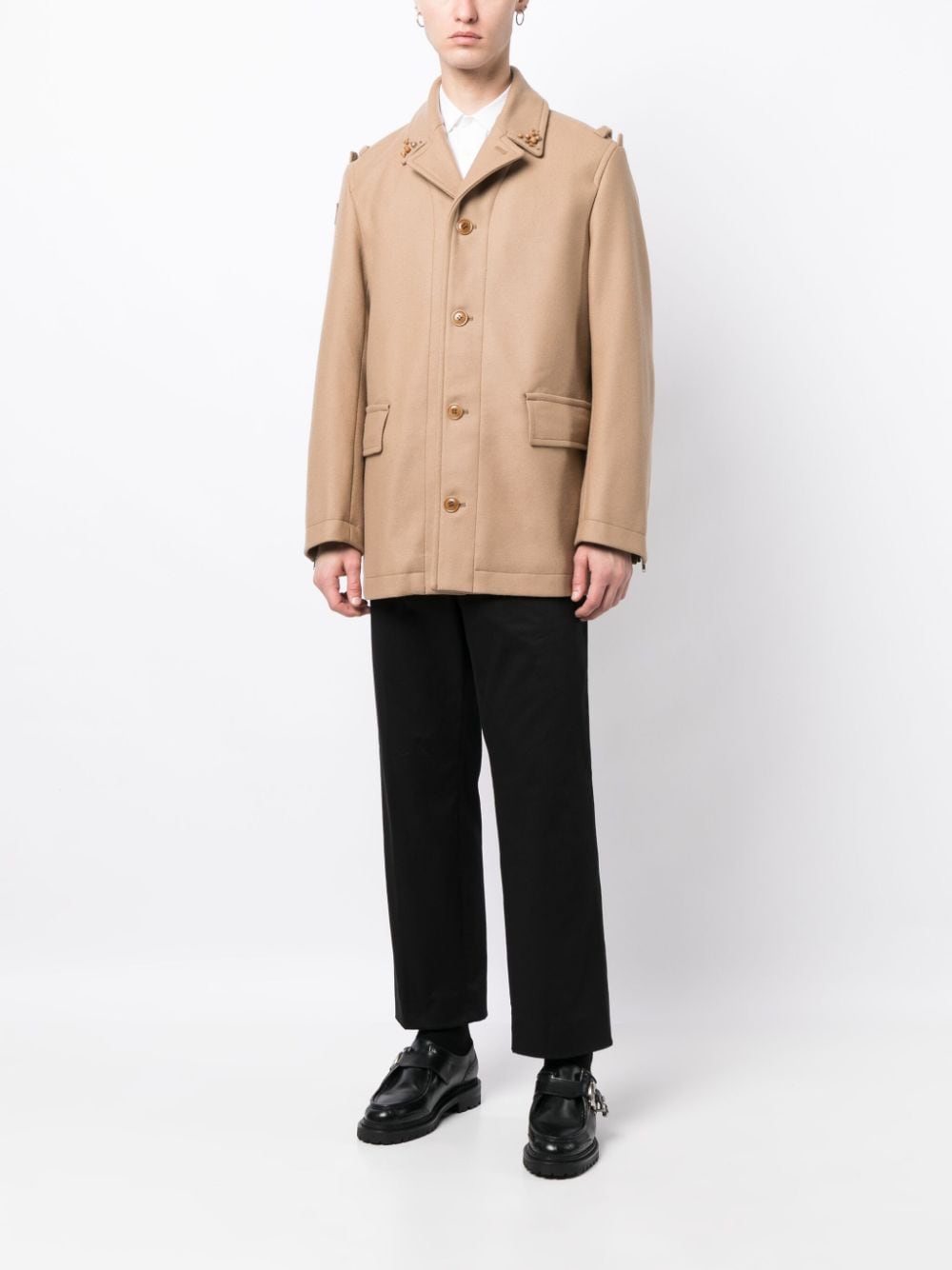 Undercover notched-collar wool blend jacket - Bruin
