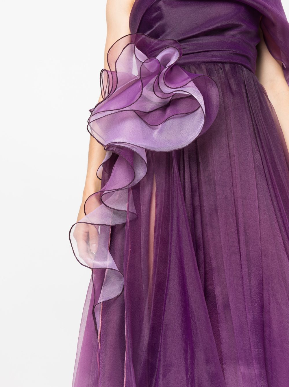 Shop Ana Radu One-shoulder Draped Maxi Dress In Violett