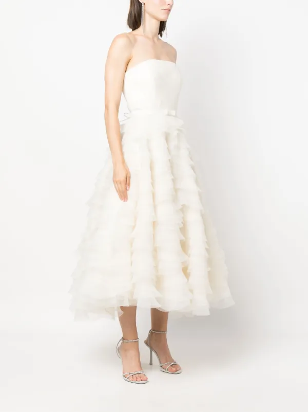 Ana Radu Ruffled corset-style Midi Dress | White | FARFETCH GE