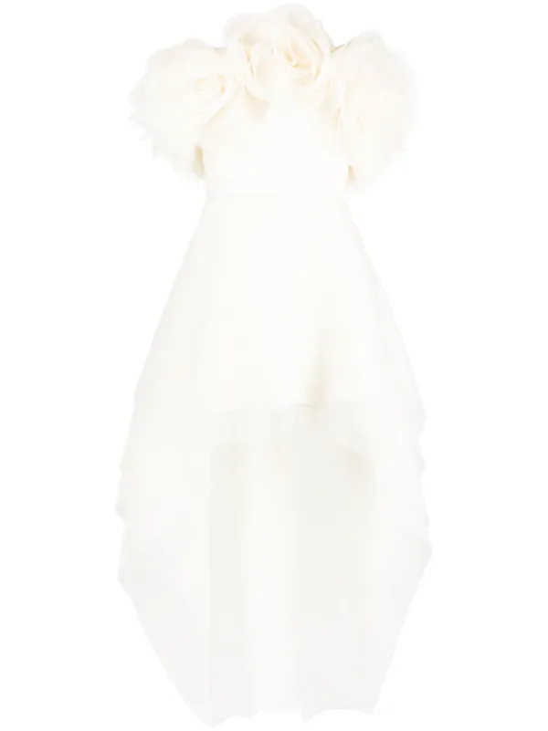 open lace back dress BCBG Girls Floaty Organza Floral Dress in White main image 0