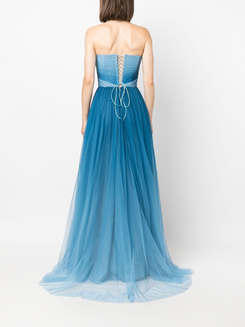 Shop Ana Radu Gradient-effect Organza Maxi Dress In Blau