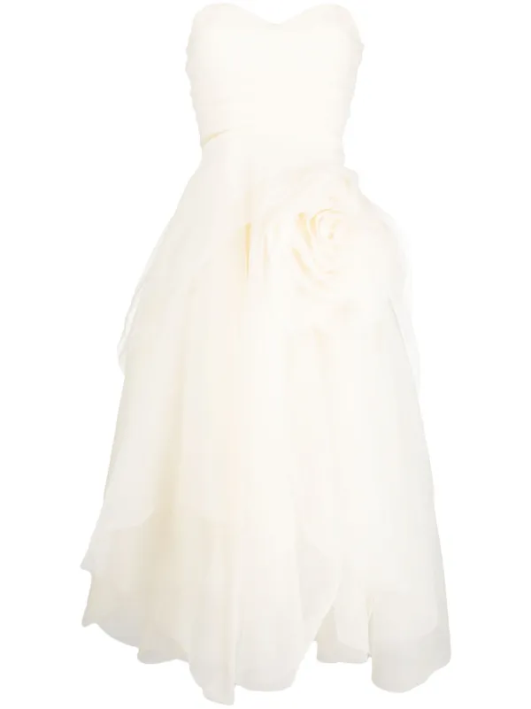 open lace back dress Paris Dreamer Dress In White Floral Organza Burnout – St Frock main image 1