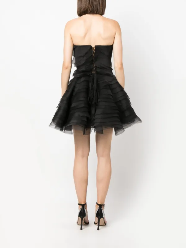 black organza mini dress Sorrel Off the Shoulder Mini Dress in Black & White