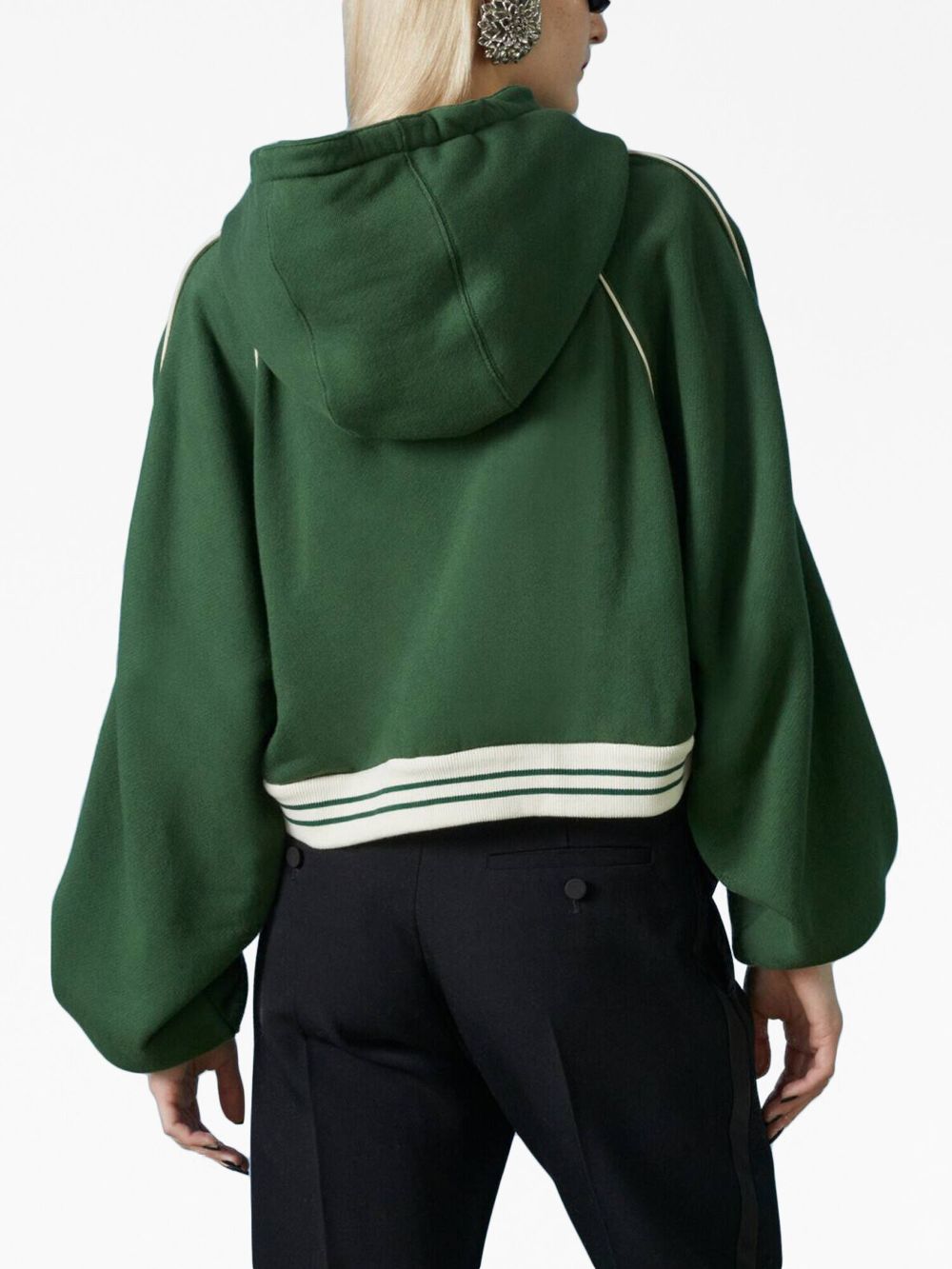 Shop Gucci Interlocking G Cropped Hoodie In Green