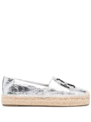 Tory burch silver espadrilles sale