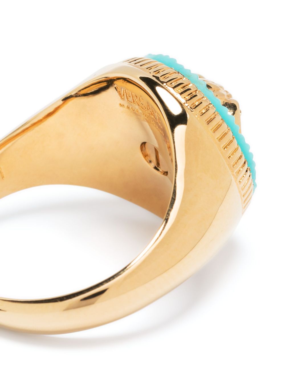 Shop Versace Medusa Head Signet Ring In Gold