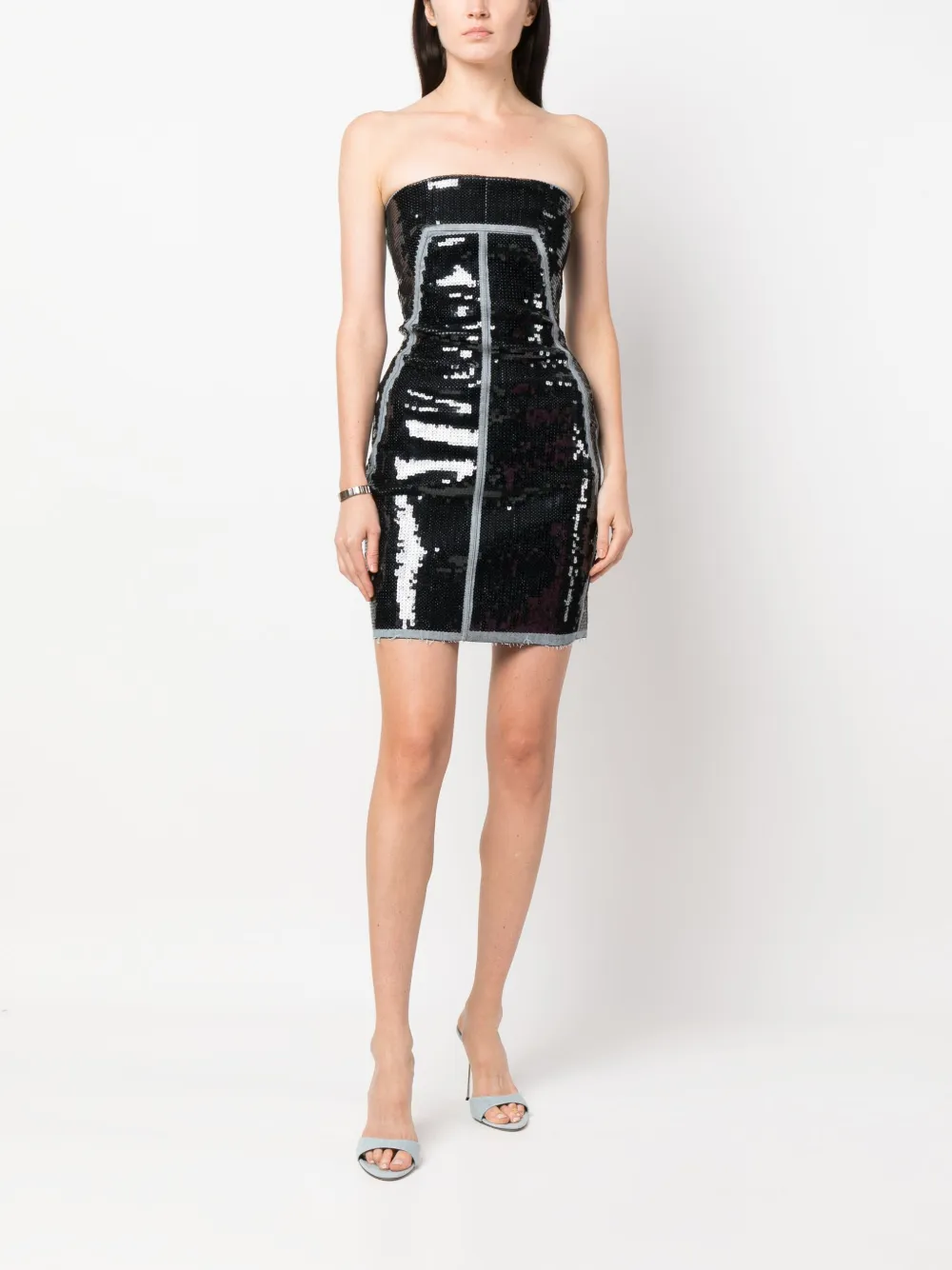 Rick Owens sequin-embellished bandeau dress - Zwart