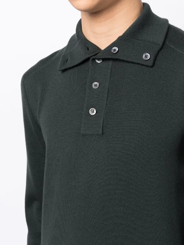 Gucci long-sleeve fine-knit Polo Top | Green | FARFETCH GE