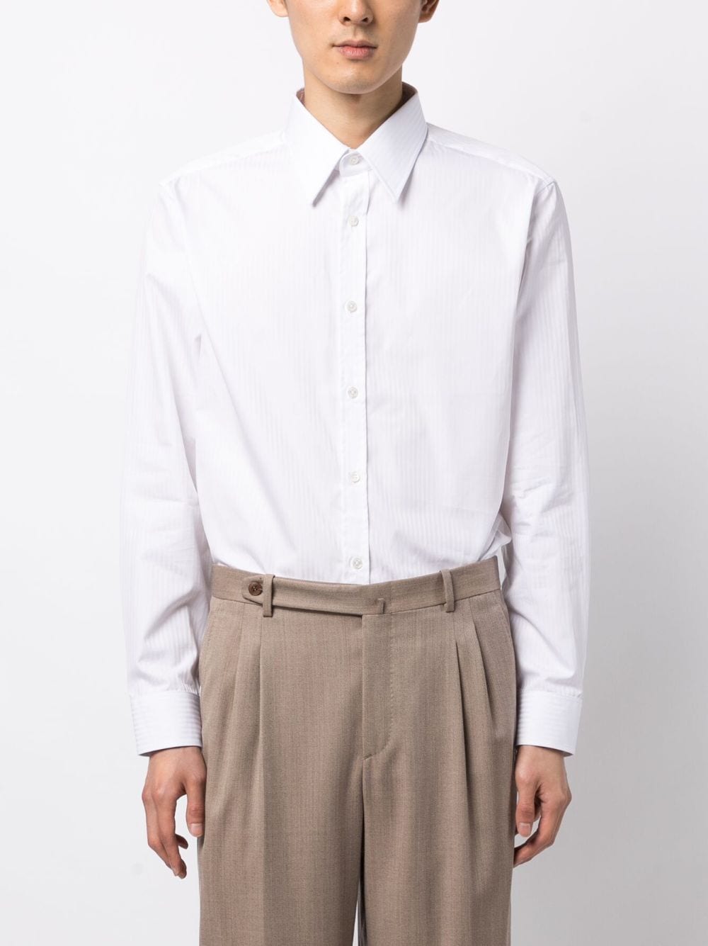 Shop Dunhill Long-sleeves Cotton Shirt In White