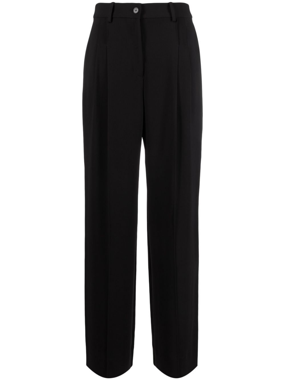 Shop Calvin Klein Mid-rise Wide-leg Trousers In Black