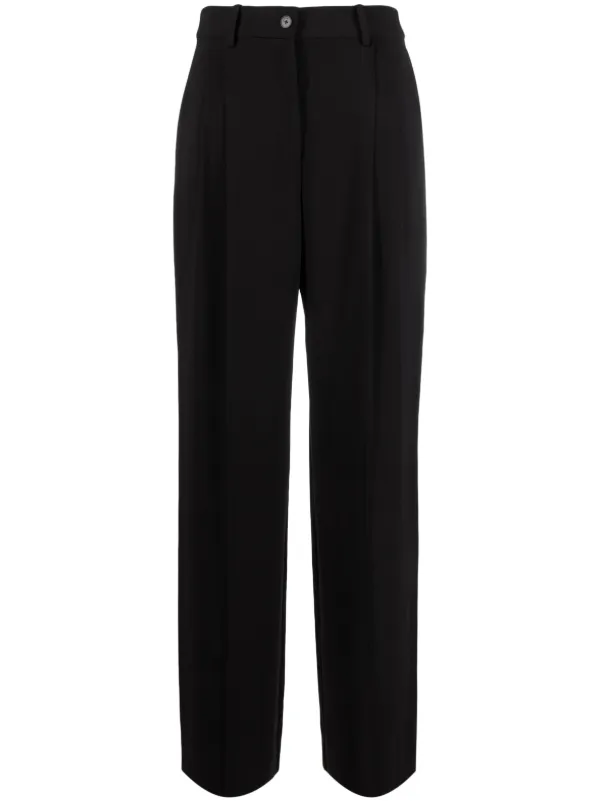 Calvin Klein Mid-rise Wide-leg Trousers in Black