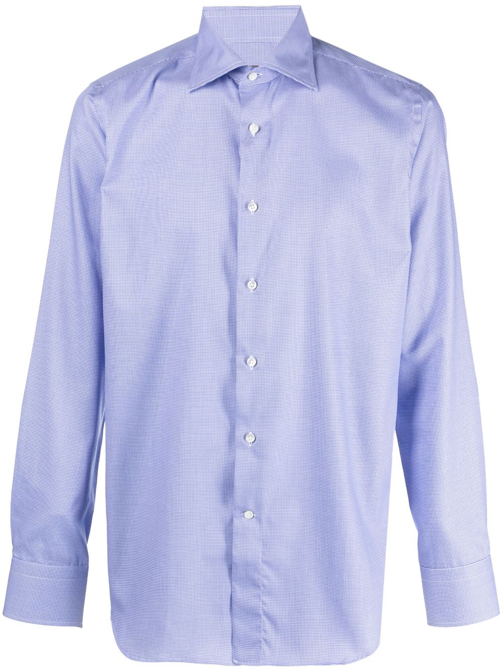 Canali Long-sleeve Cotton Shirt In Blue