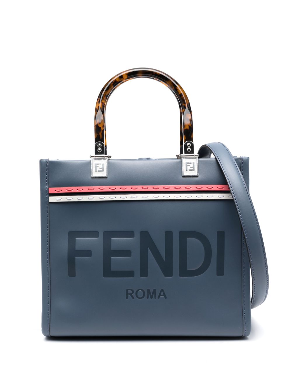 Shop Fendi Small Sunshine Leather Bag In Blue