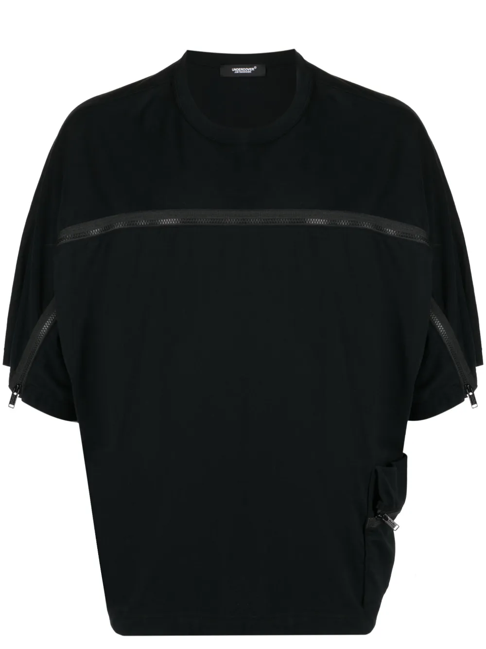 Undercover Zip-detail Cotton T-shirt In Black