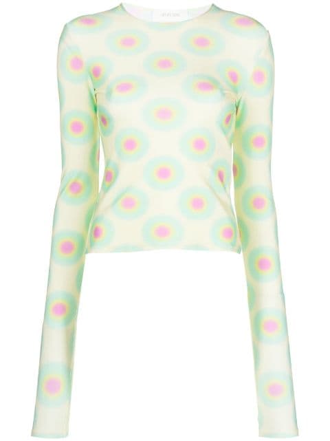 Sportmax playera con cuello redondo y estampado gráfico