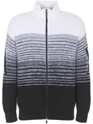 Armani Exchange Cardigan Zippe a Rayures Blanc FARFETCH TN