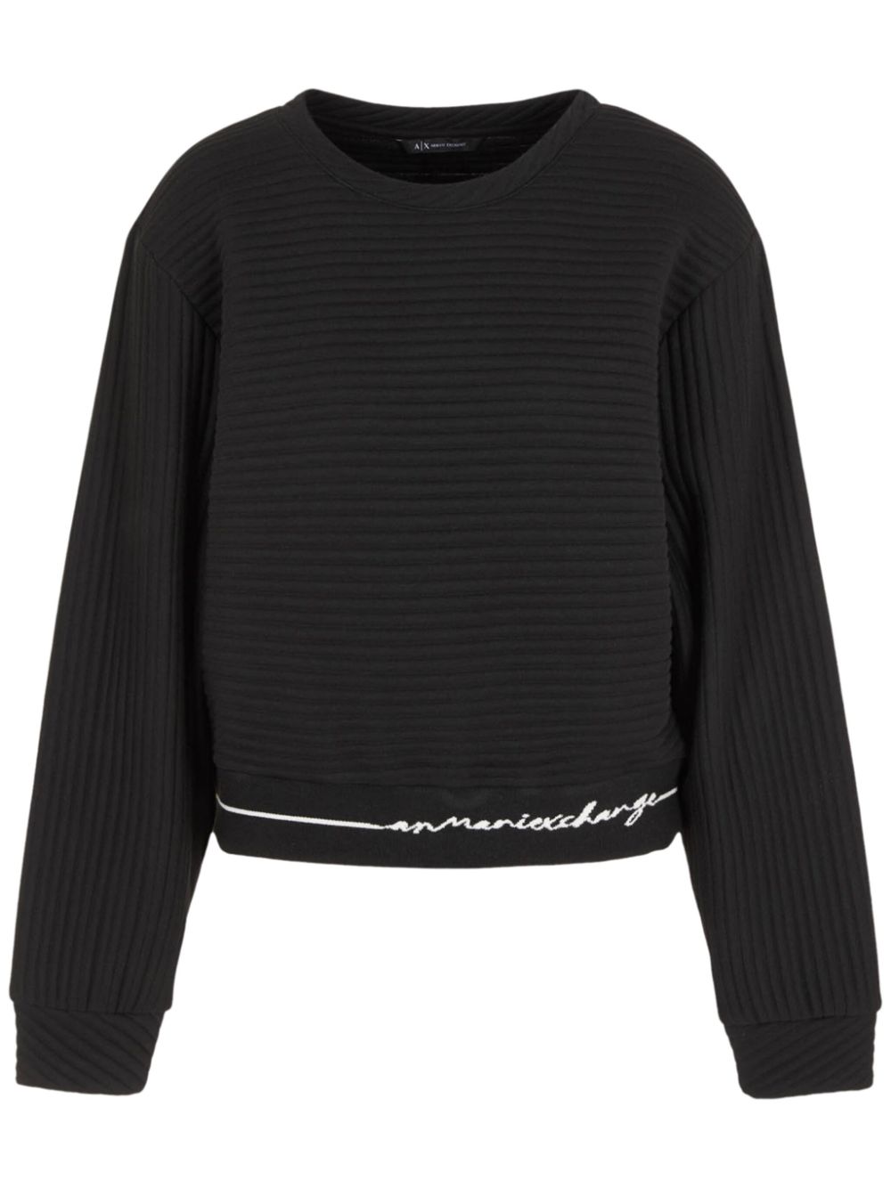 Armani Exchange logo-embroidered ribbed sweatshirt - Black