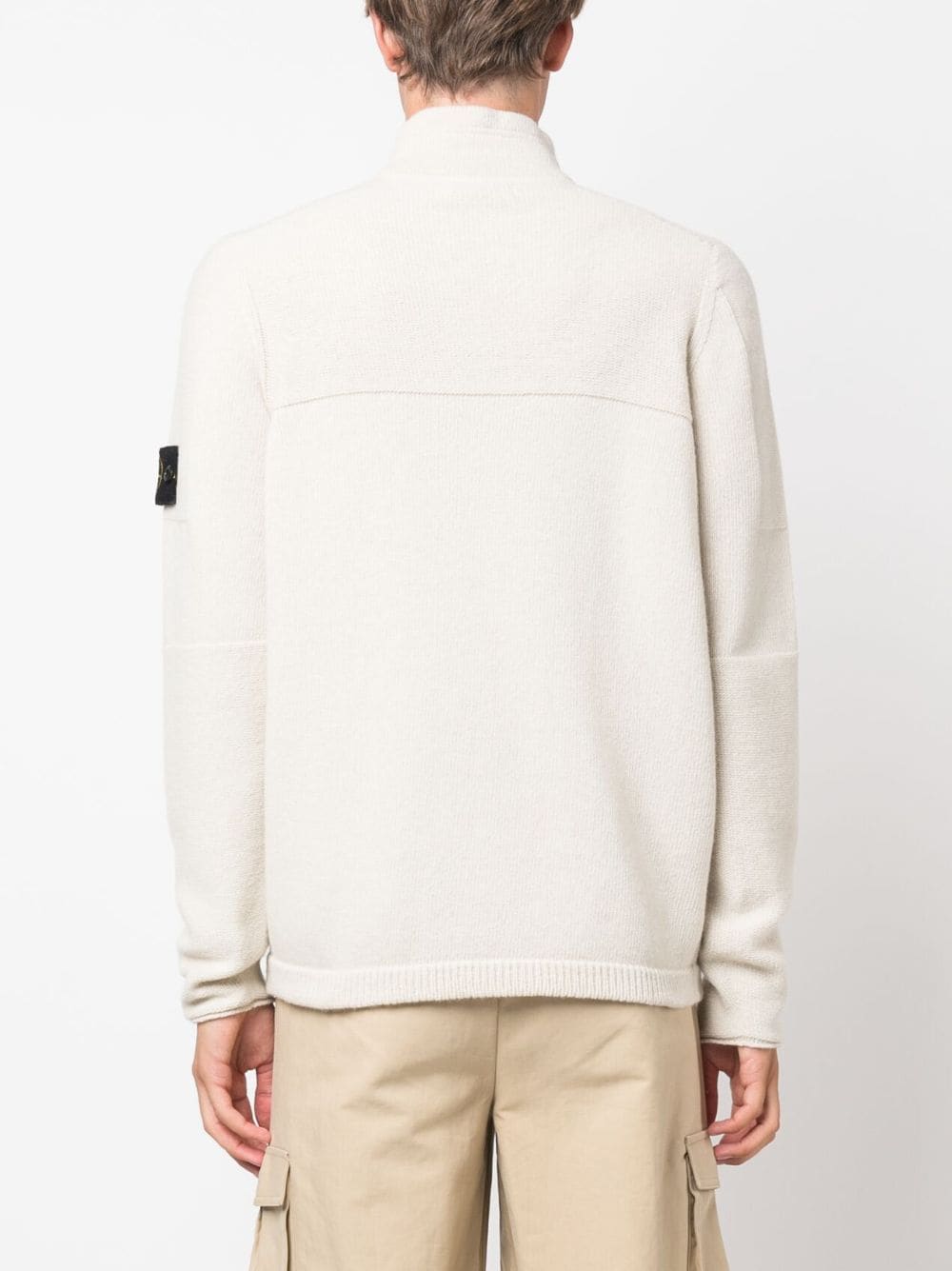 Shop Stone Island Compass-motif Half-zip Sweatshirt In Neutrals