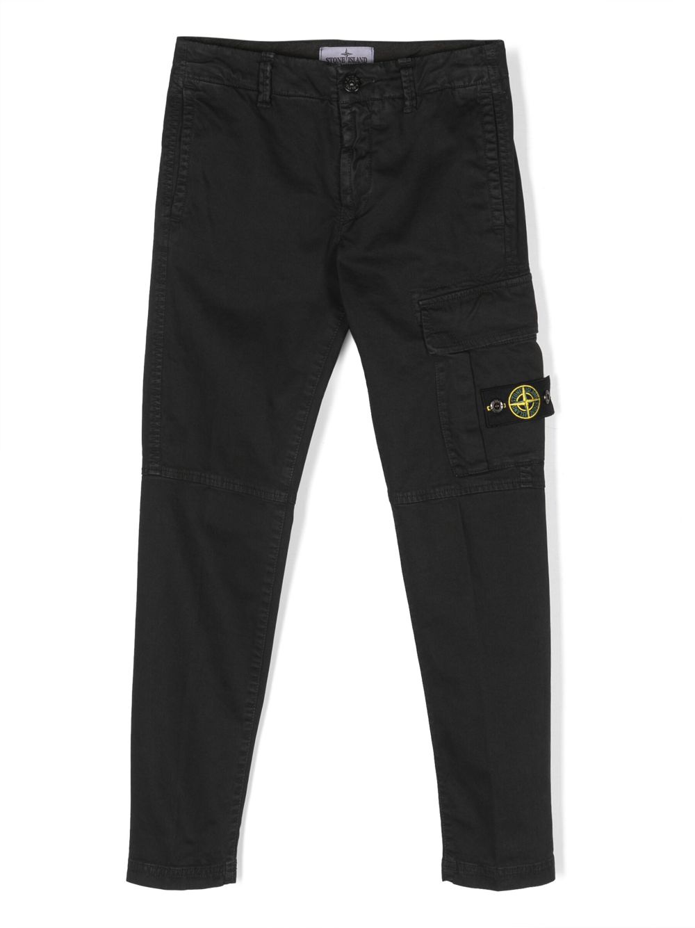 Stone Island Junior Compass-patch straight-leg trousers - Black