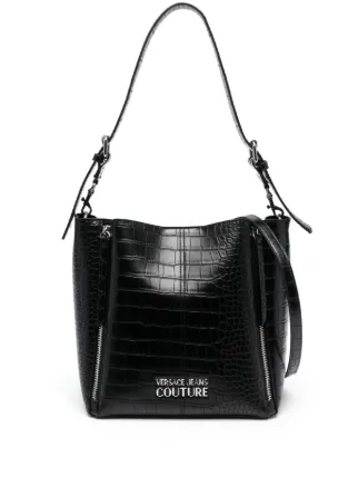 Versace Jeans Couture logo plaque crocodile effect Tote Bag Farfetch