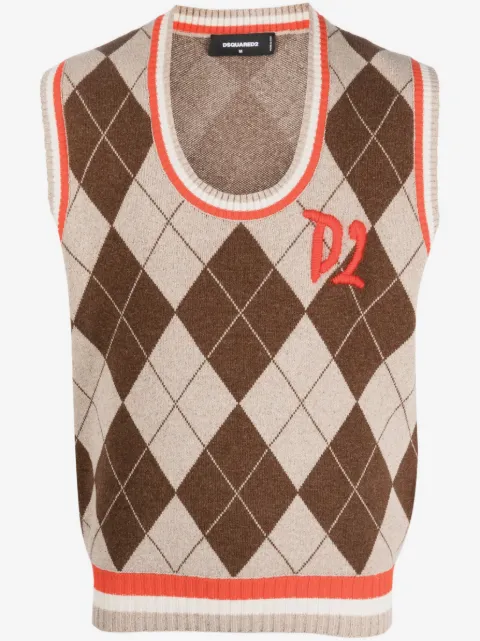 DSQUARED2 chaleco con motivo de rombos