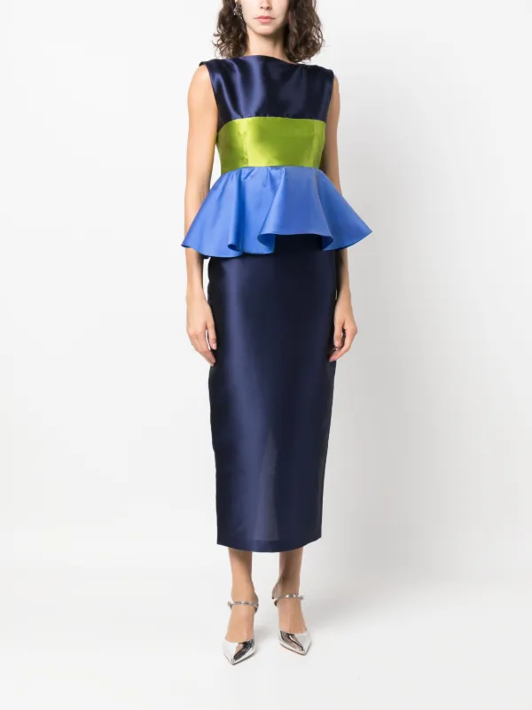 DESTREE Cy colour block Midi Dress Blue FARFETCH AO