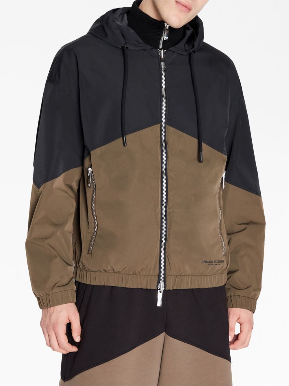 Armani Exchange colour-block Hooded Jacket - Farfetch