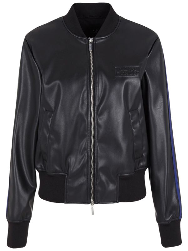 Off-White logo-embossed Leather Bomber Jacket - Farfetch