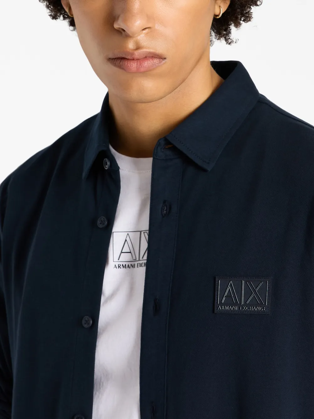 Armani Exchange Overhemd met logopatch Blauw