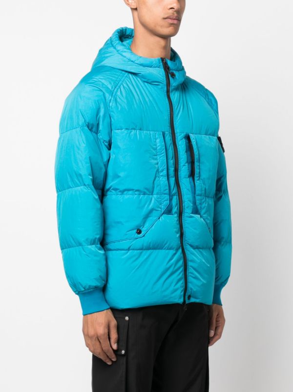 Stone island blue puffer on sale coat