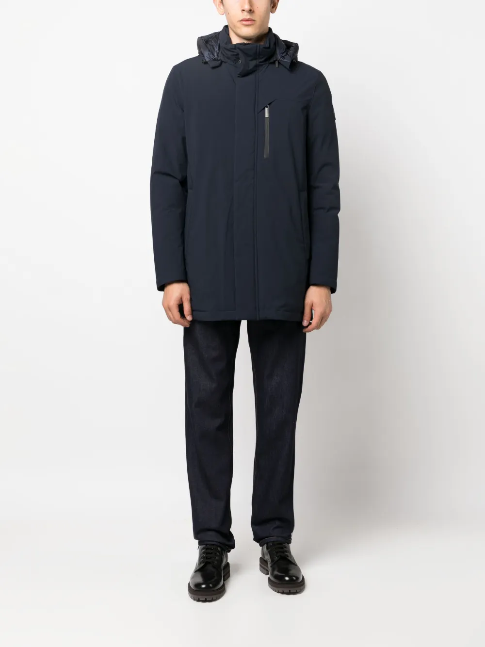 Woolrich logo-patch padded coat - Blauw