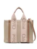 Chloé small Woody linen tote bag - Neutrals