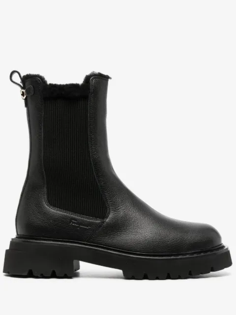logo-embossed leather Chelsea boots