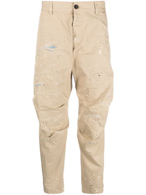 Dsquared2 distressed-effect cotton cropped trousers 