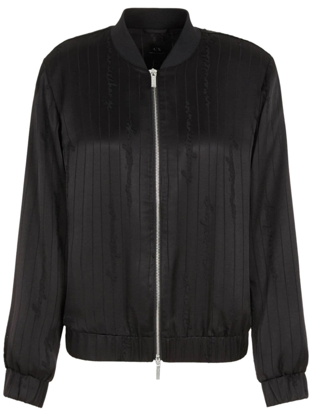 armani exchange veste bomber en satin à logo - noir