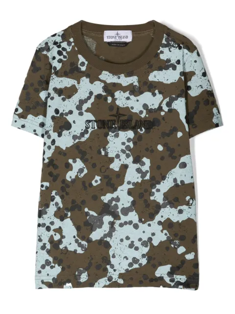 Stone Island Junior camouflage-print logo-embroidered T-shirt