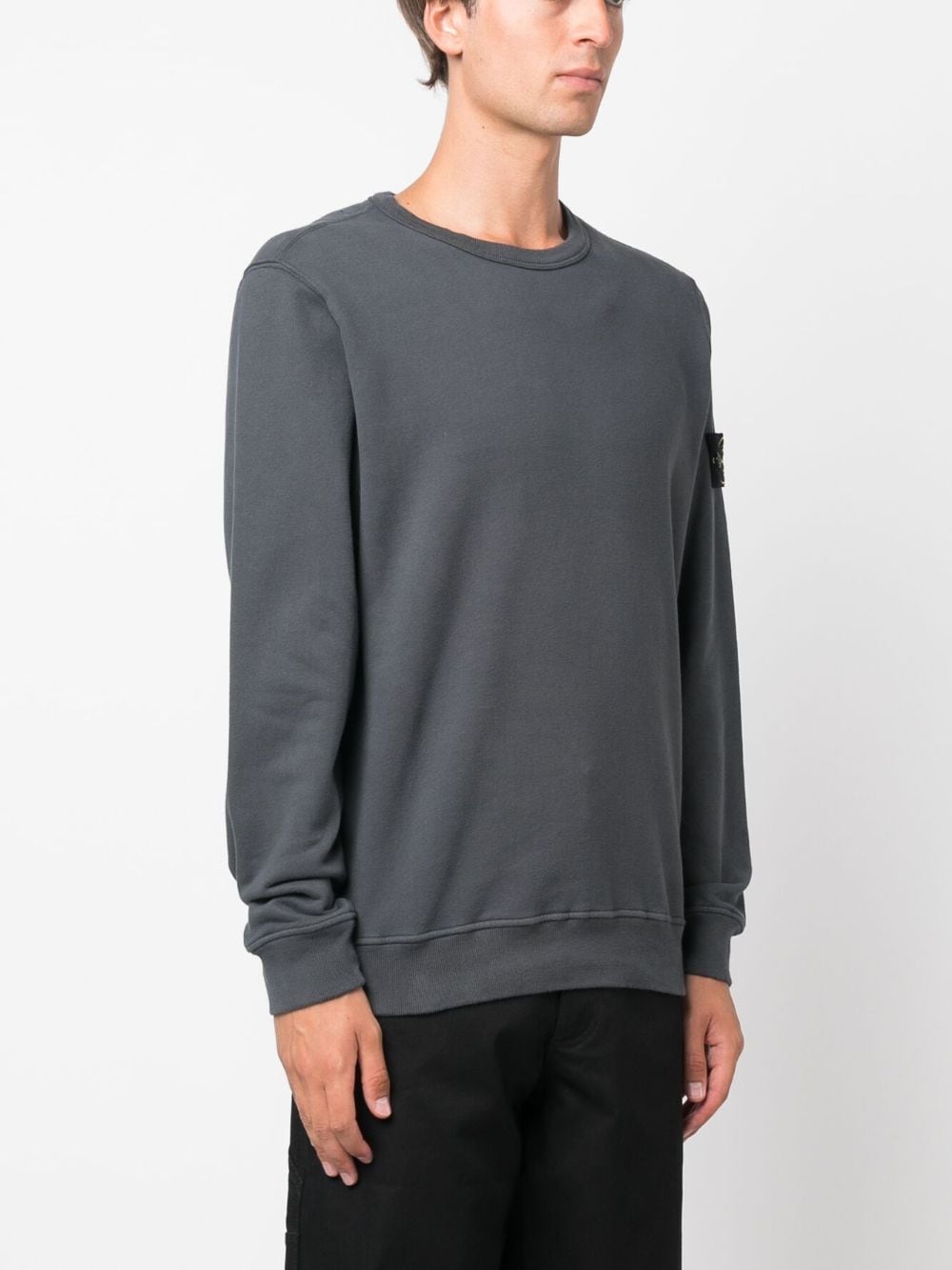 Shop Stone Island Compass-logo Cotton Sweatshirt In Grey