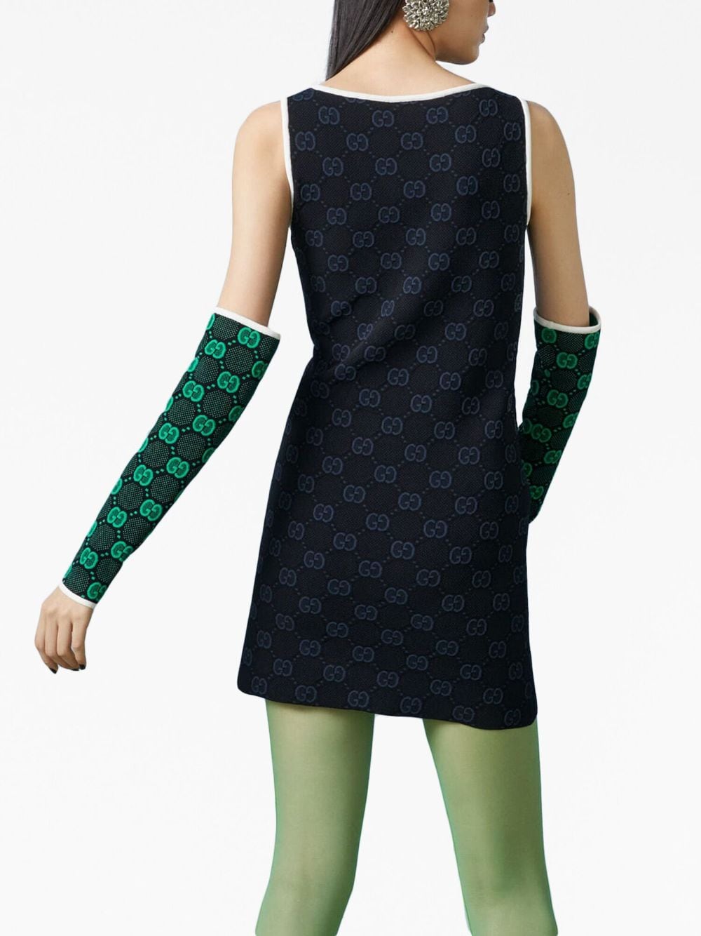 Shop Gucci Gg-jacquard Minidress In Black