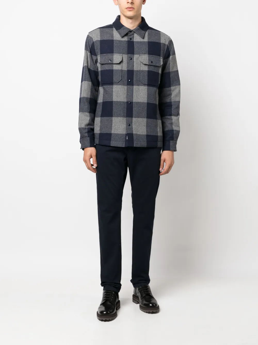 Woolrich check-pattern shirt jacket - Blauw