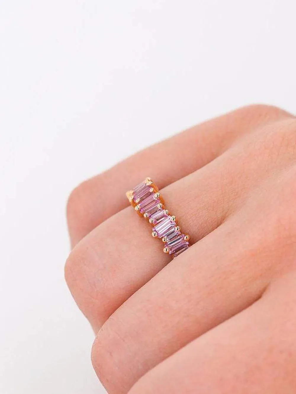  Suzanne Kalan 18kt Rose Gold Sapphire Band Ring - Pink 