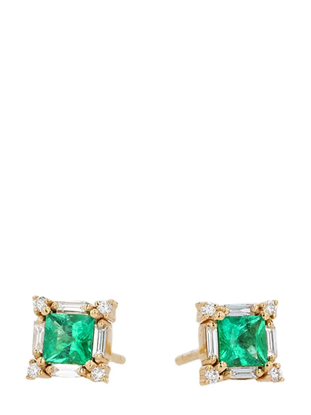 Suzanne Kalan Orecchini Princess Midi in oro giallo 18kt con diamanti e smeraldo